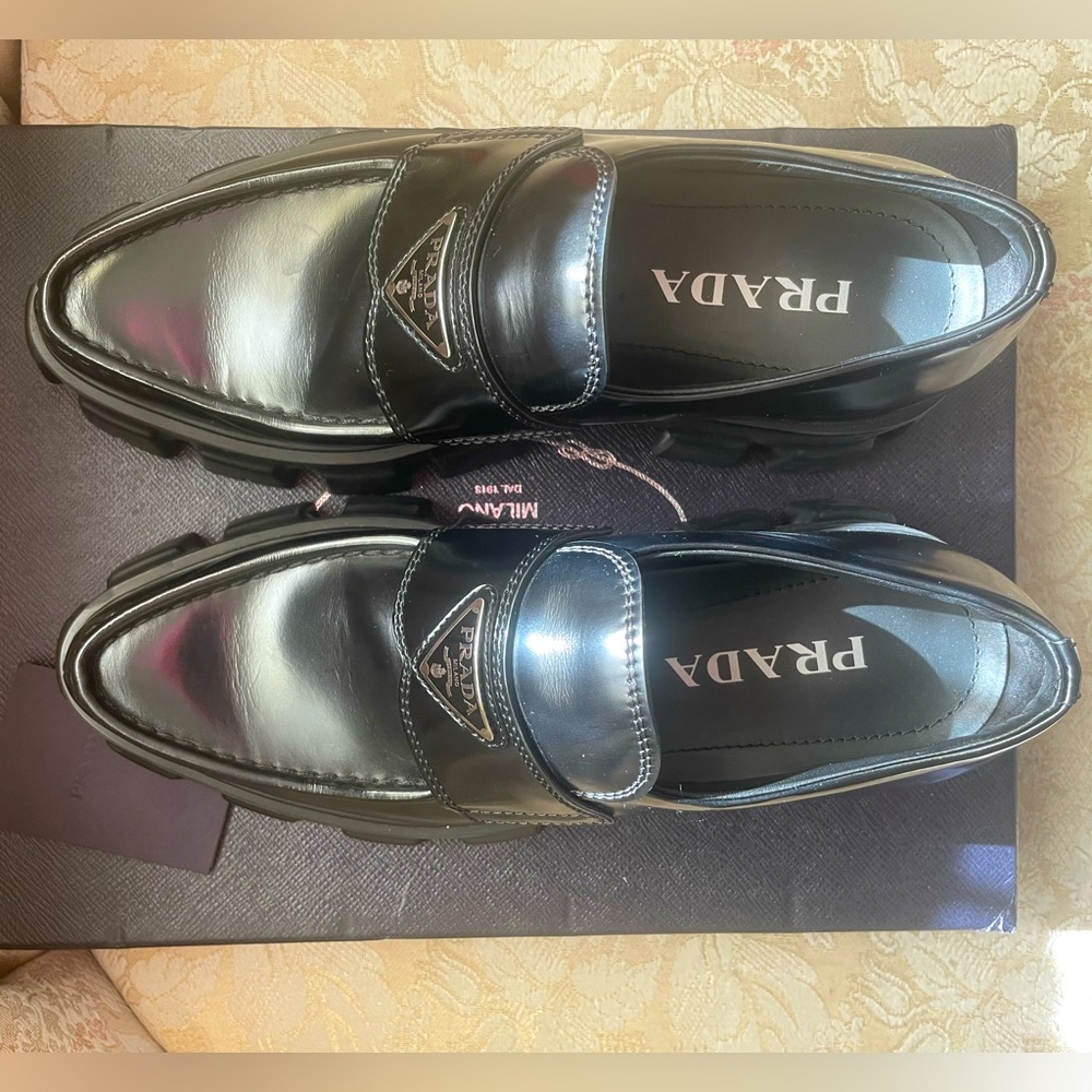 Prada Brushed leather Monolith loafers (mens 6)